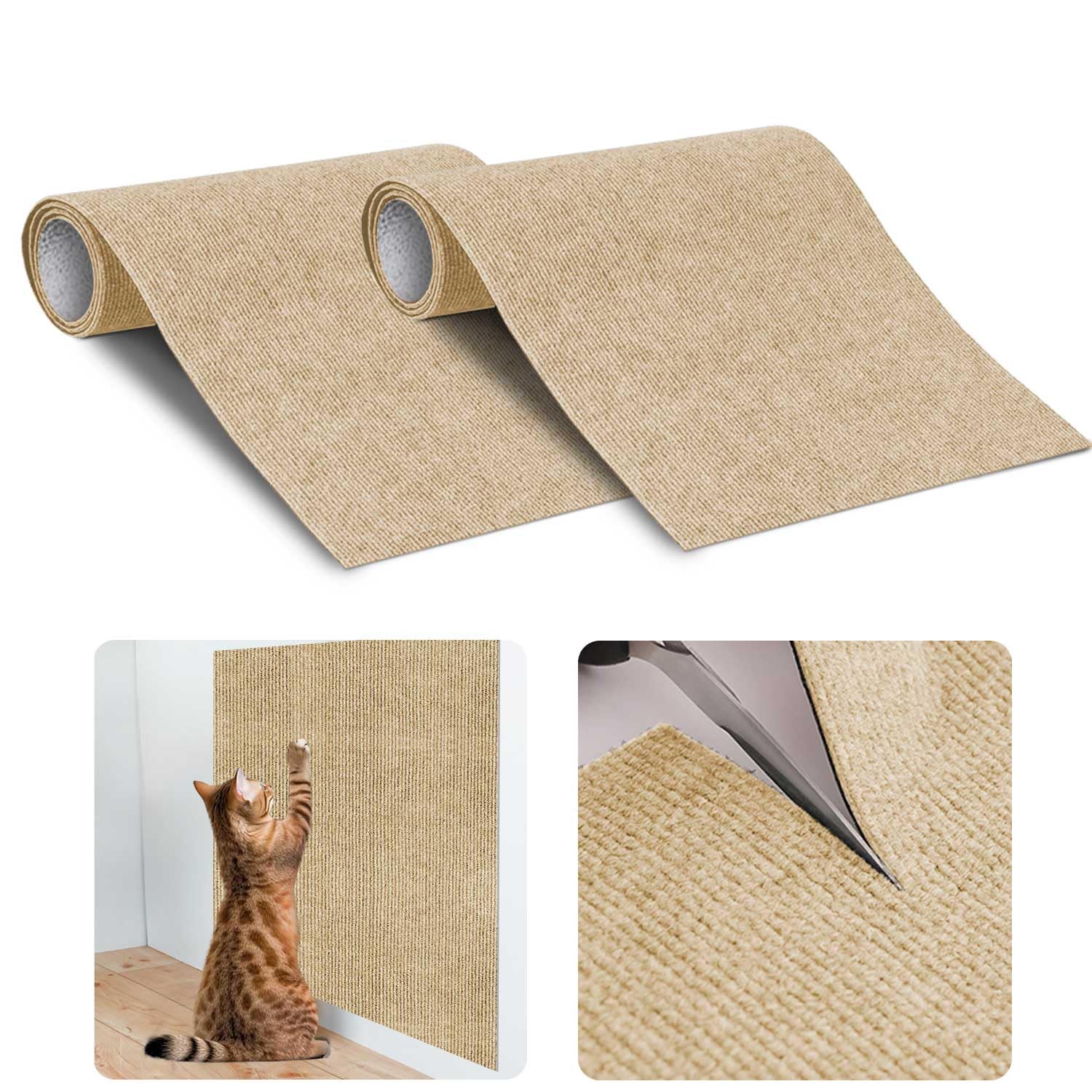 Self-adhesive cat scratching pad on furniture — redirecting couch scratching