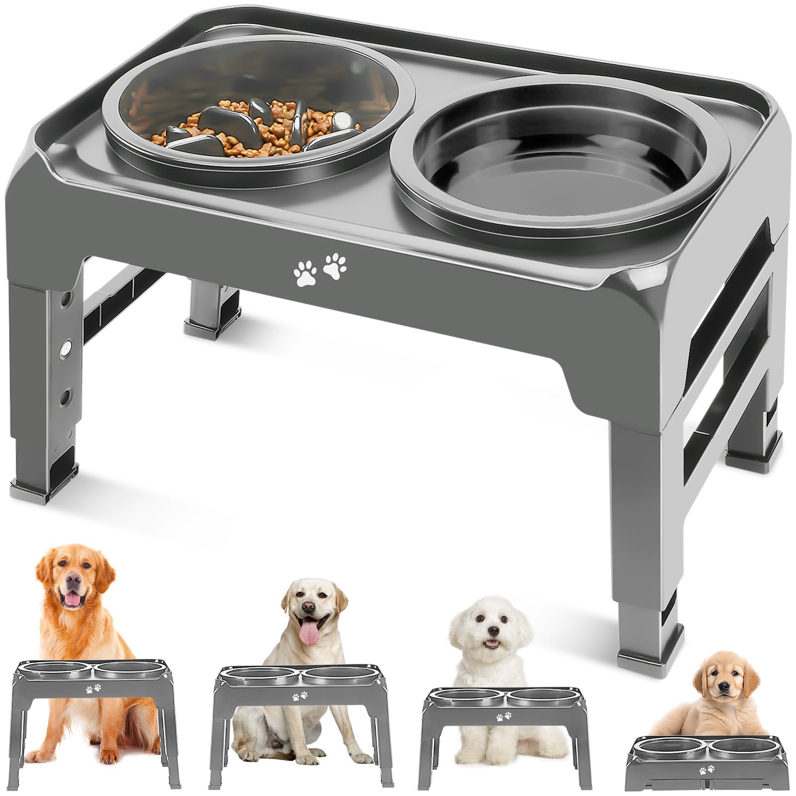 Elevated dog bowl with adjustable stand — how to measure the right bowl height
