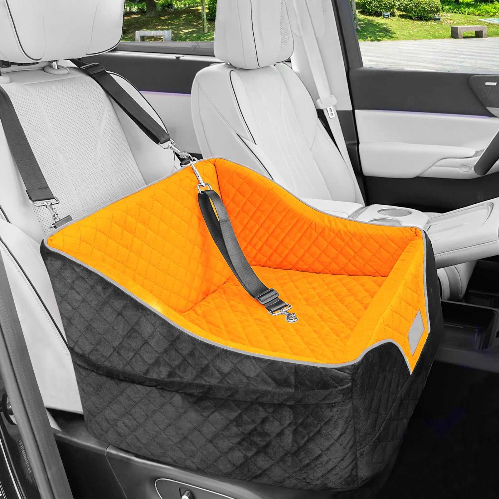 Dog booster car seat with safety tether — car safety for dogs