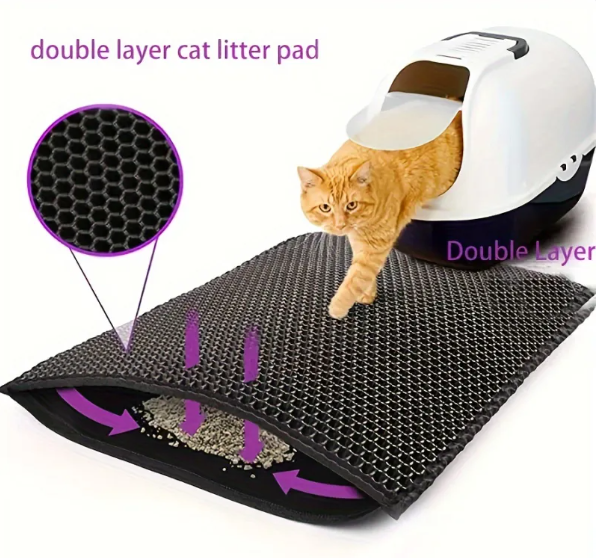 Double-Layer Cat Litter Mat 18" x 24" - Litter-Trapping EVA Mat