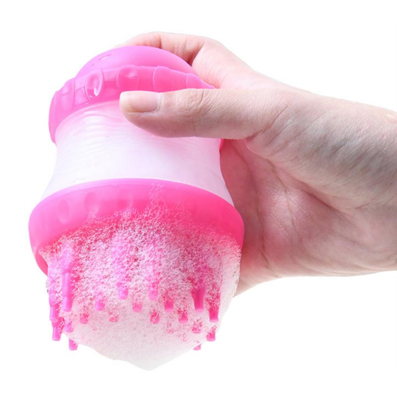 Close-up of the soft silicone massage nubs on the bath brush