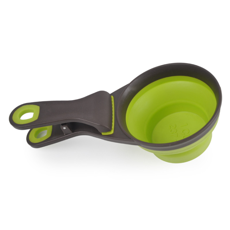 Collapsible Travel Dog Bowl — 16 oz Silicone Scoop, Bowl & Measuring Cup