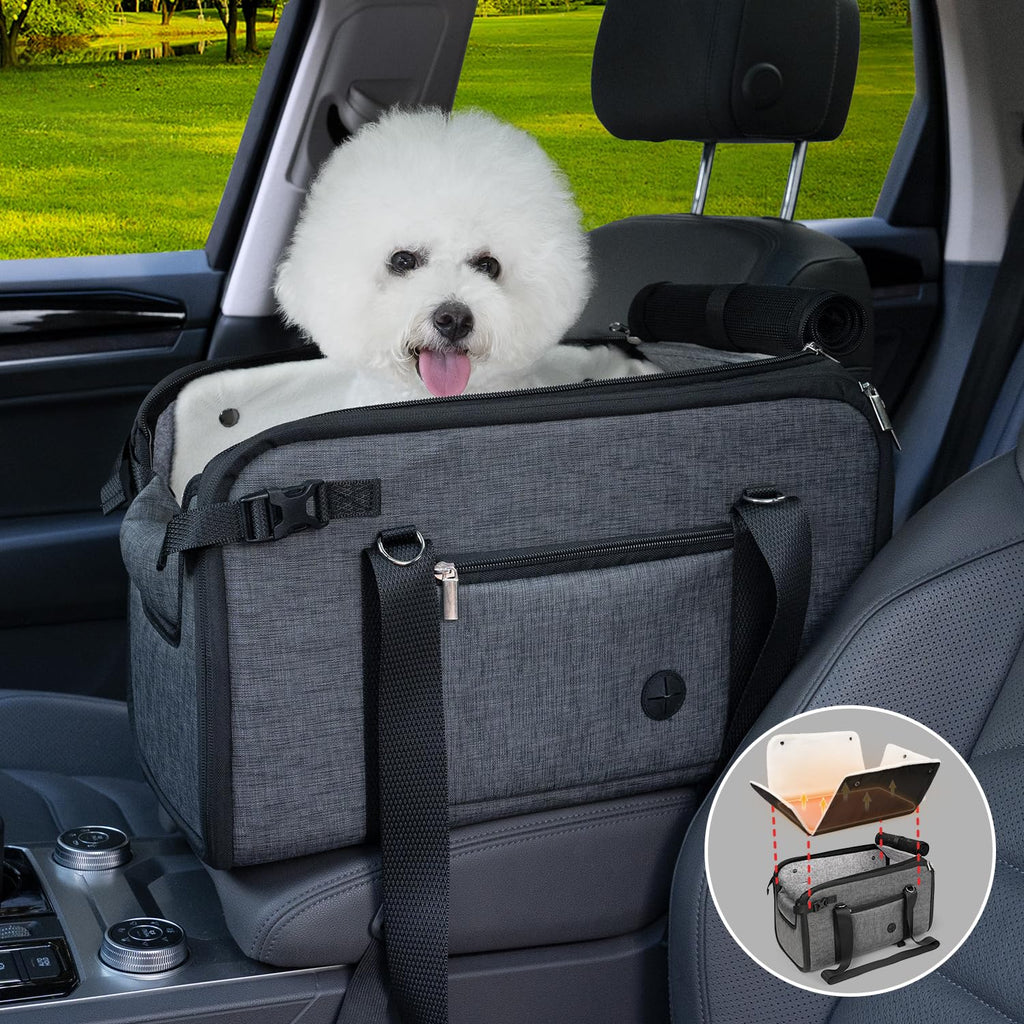 Center Console Dog Car Seat - Backseat Booster for Small Dogs up to 20 lbs