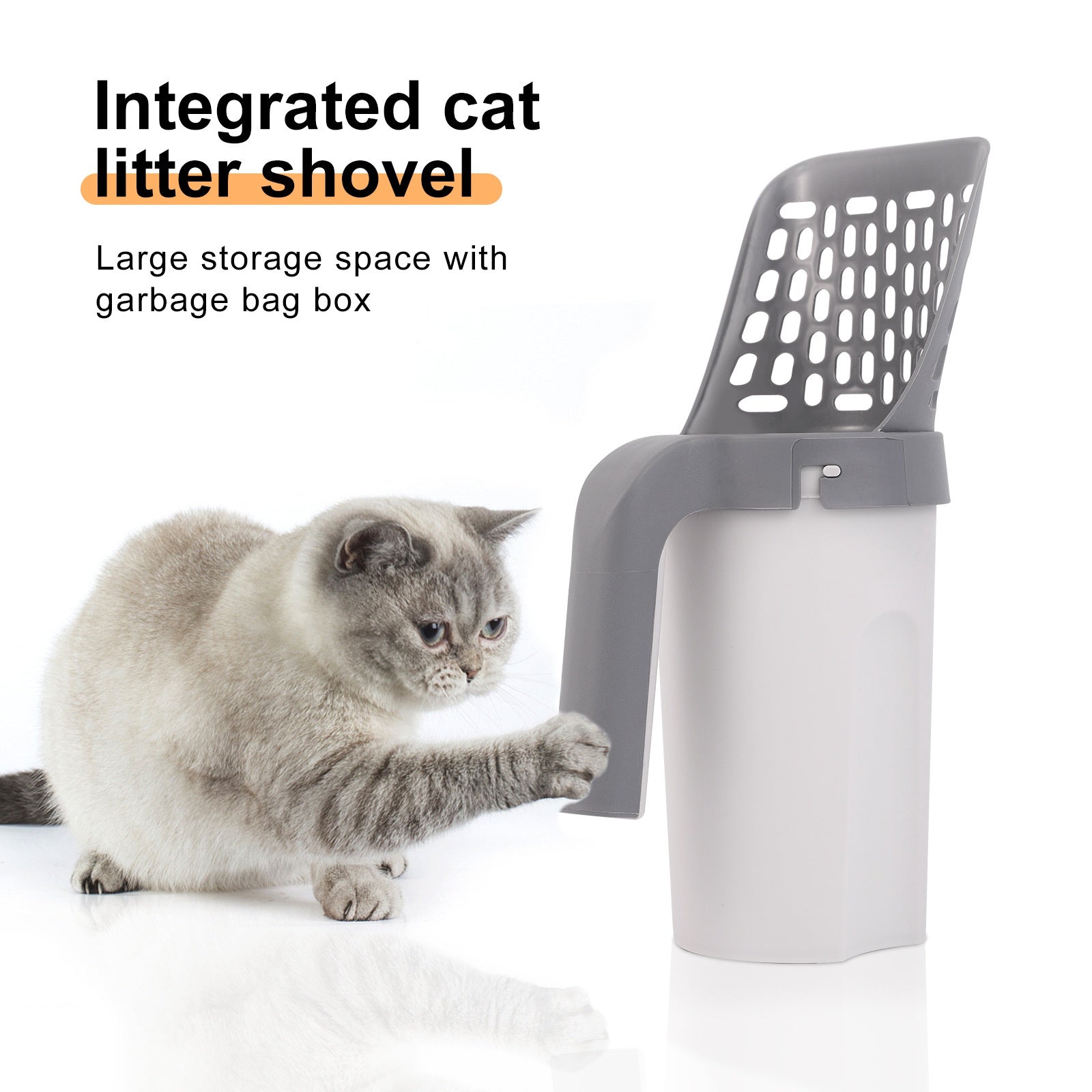 Cat Litter Scoop with Built-In Waste Bin & Sifter - Includes 4 Bag Rolls
