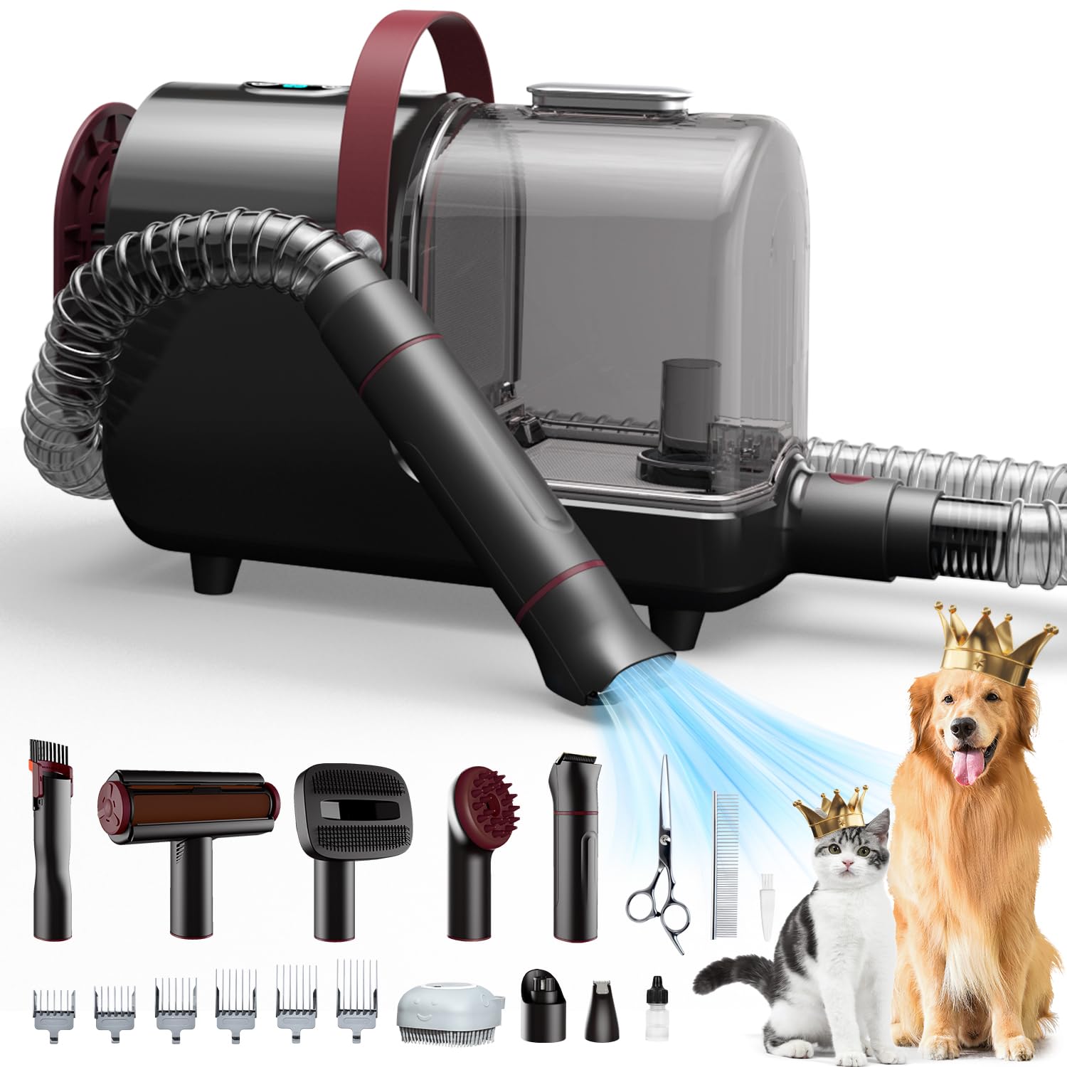 Bunfly Pet Grooming Vacuum Kit - 16-in-1 with 13,000Pa Suction