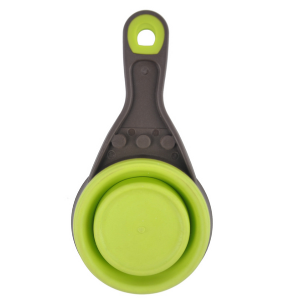 Collapsible Travel Dog Bowl — 16 oz Silicone Scoop, Bowl & Measuring Cup
