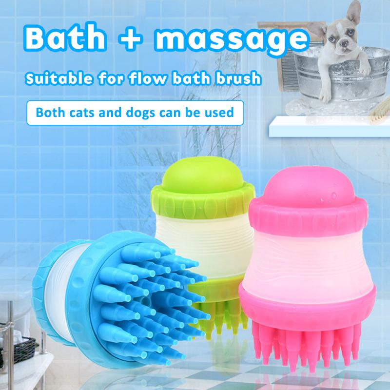 Shampoo-Dispensing Pet Bath Brush — Soft Silicone Massage Scrubber