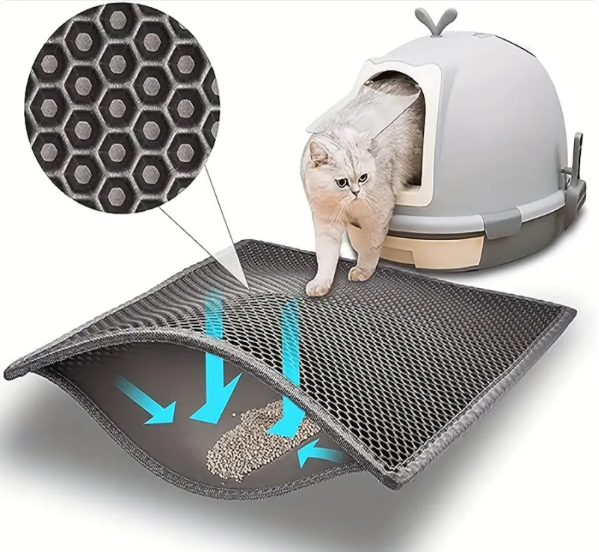 Double-Layer Cat Litter Mat 18" x 24" - Litter-Trapping EVA Mat
