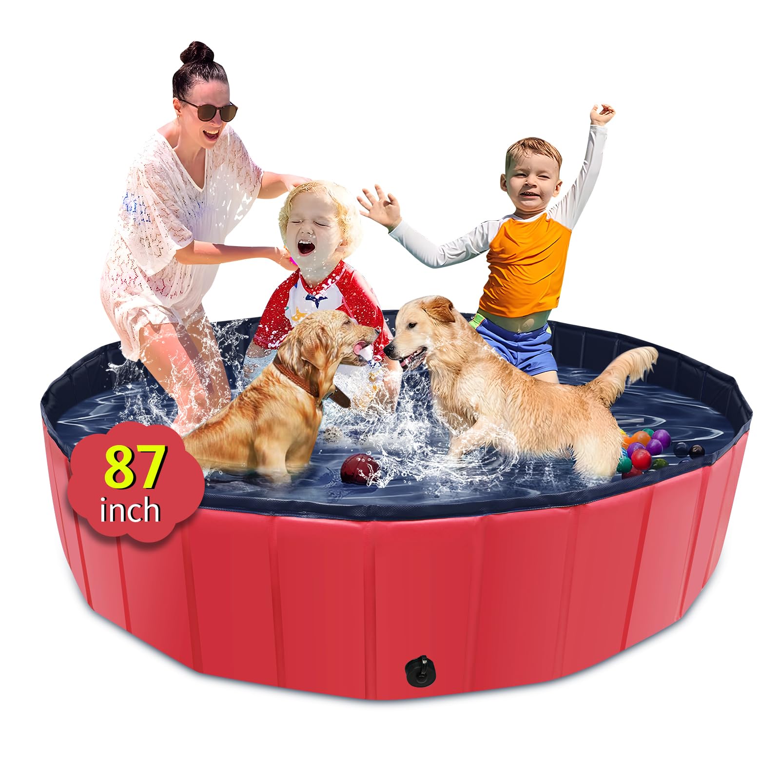 87" Foldable Kiddie Pool for Dogs
