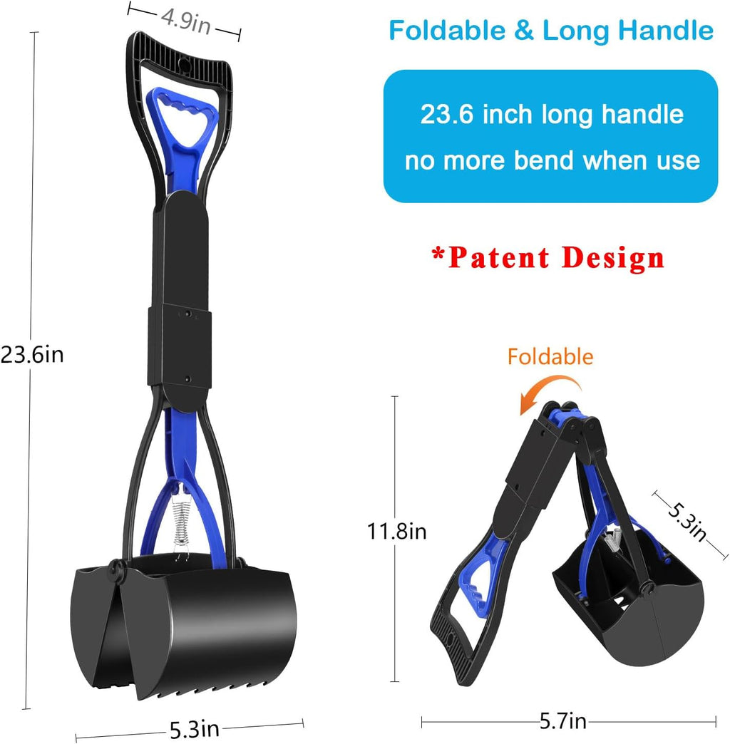 Folding spring-loaded pooper scooper – side angle