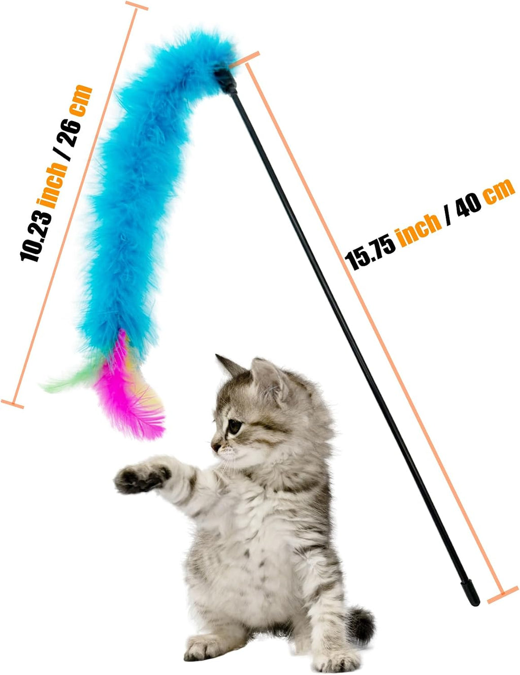 6-piece cat feather wand teaser set – side angle