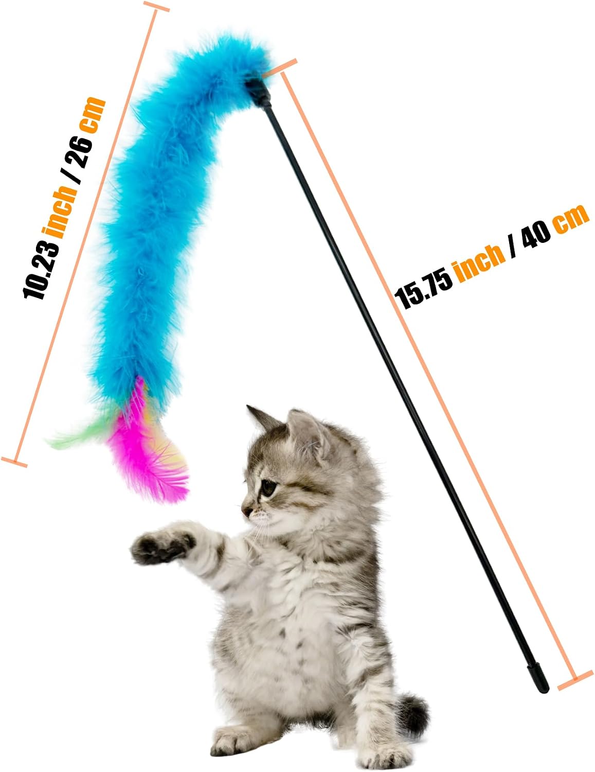 6-piece cat feather wand teaser set – side angle