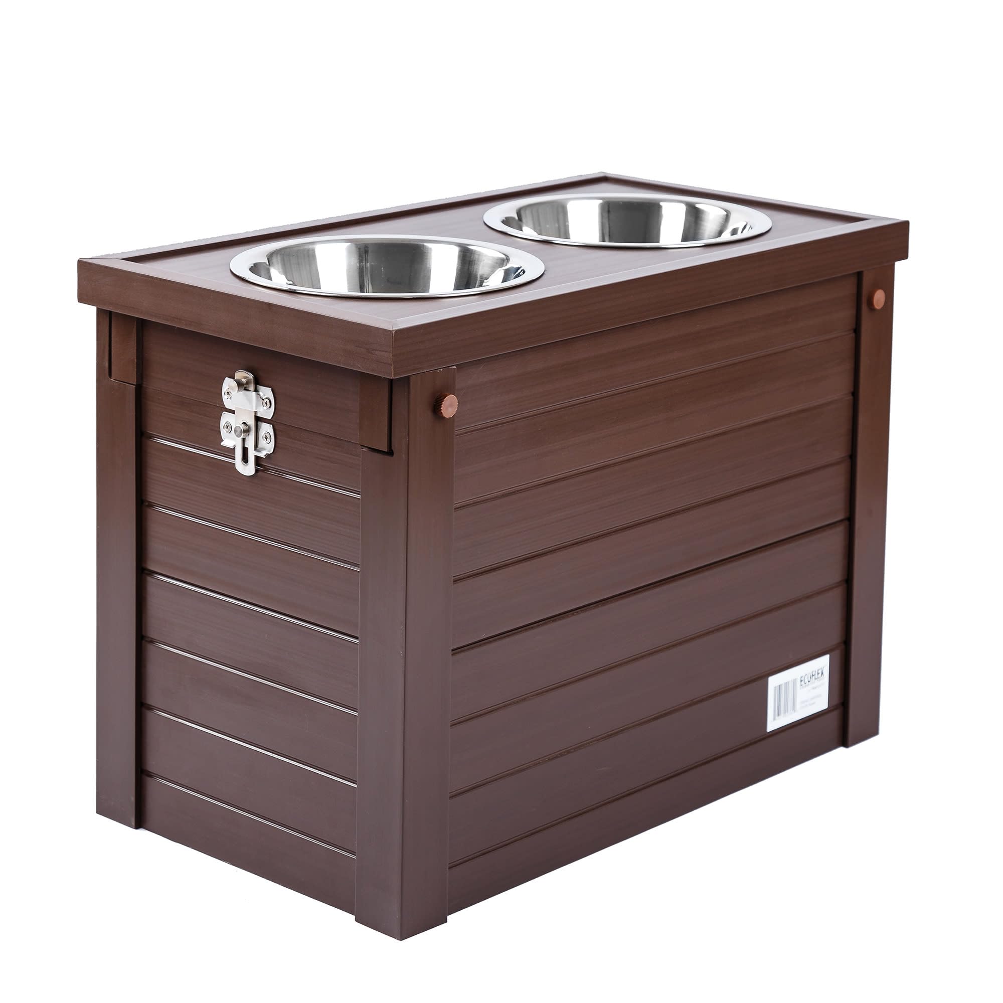 ECOFLEX Elevated Dog Feeder with 2 Stainless Steel Bowls & Storage