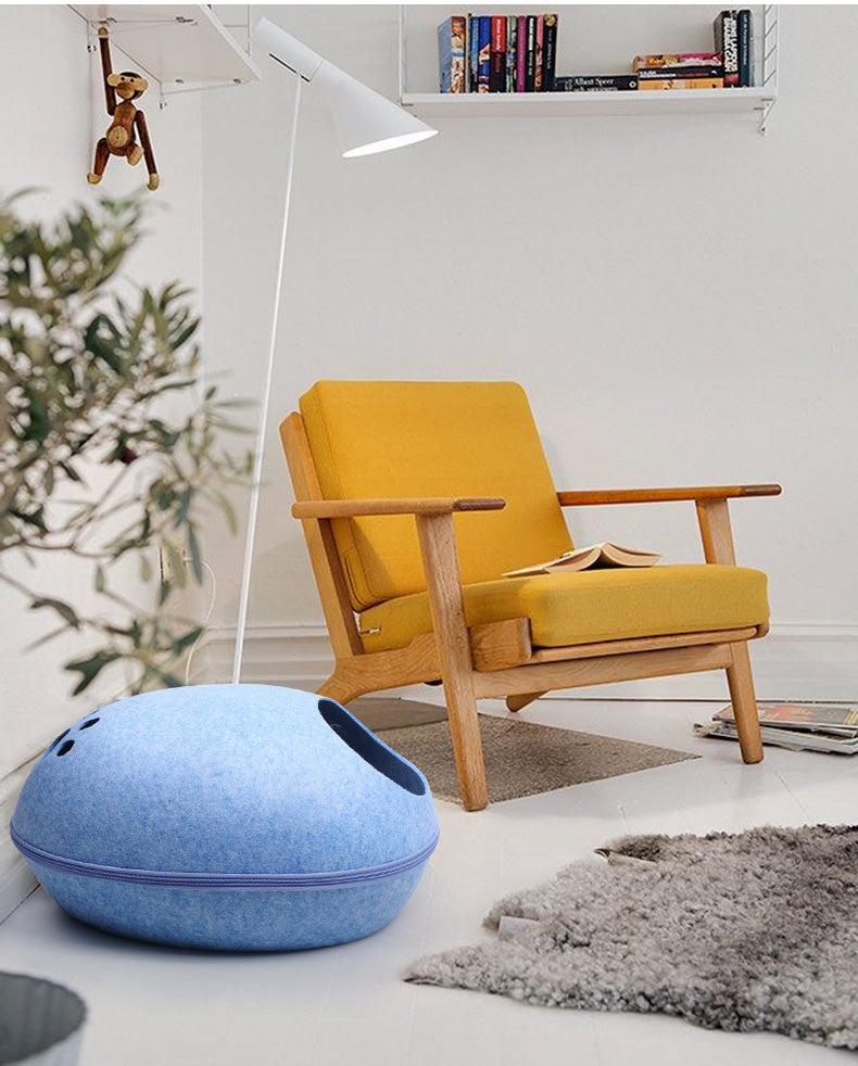 Egg-Shaped Felt Cat Cave Bed — Enclosed Hideaway, 13 x 10 in