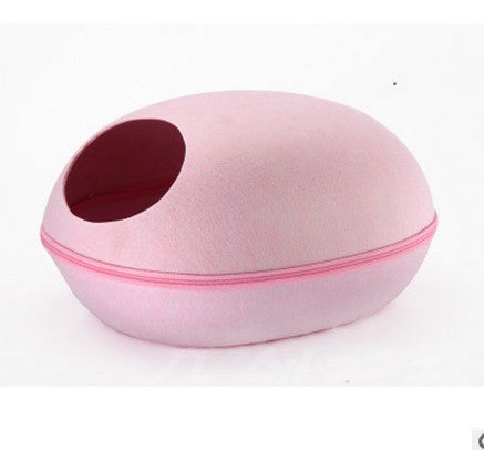 Egg-Shaped Felt Cat Cave Bed — Enclosed Hideaway, 13 x 10 in