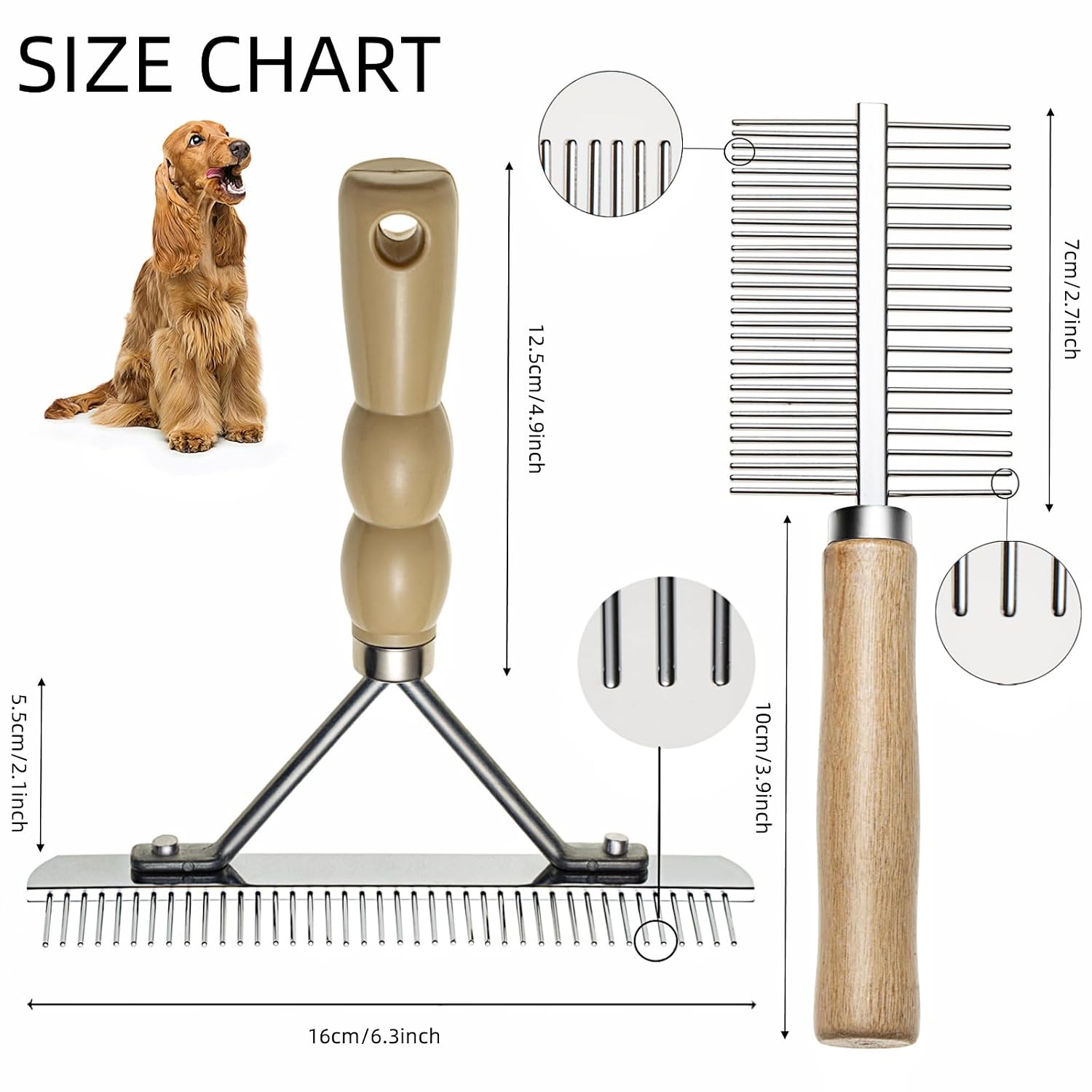 Undercoat rake and deshedding brush set – in use