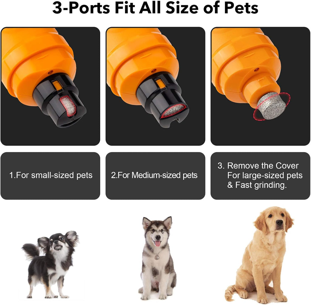 Dog nail grinder with LED lights – size reference