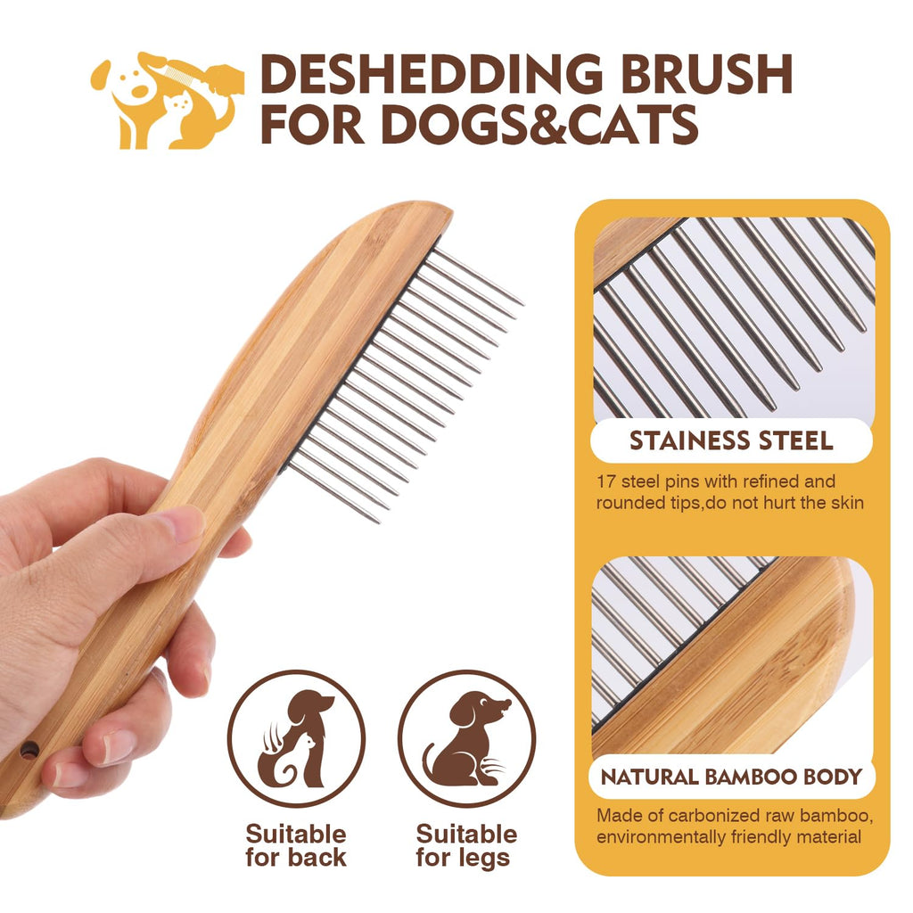 7-piece dog grooming kit with deshedding brush – in use