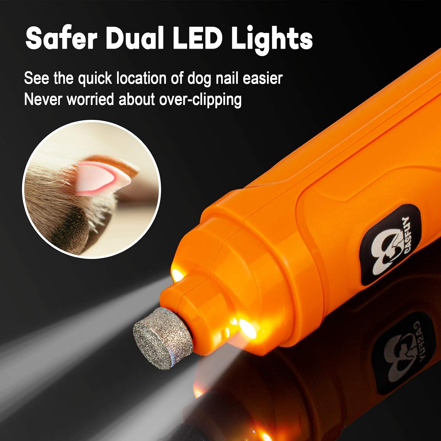 Dog nail grinder with LED lights