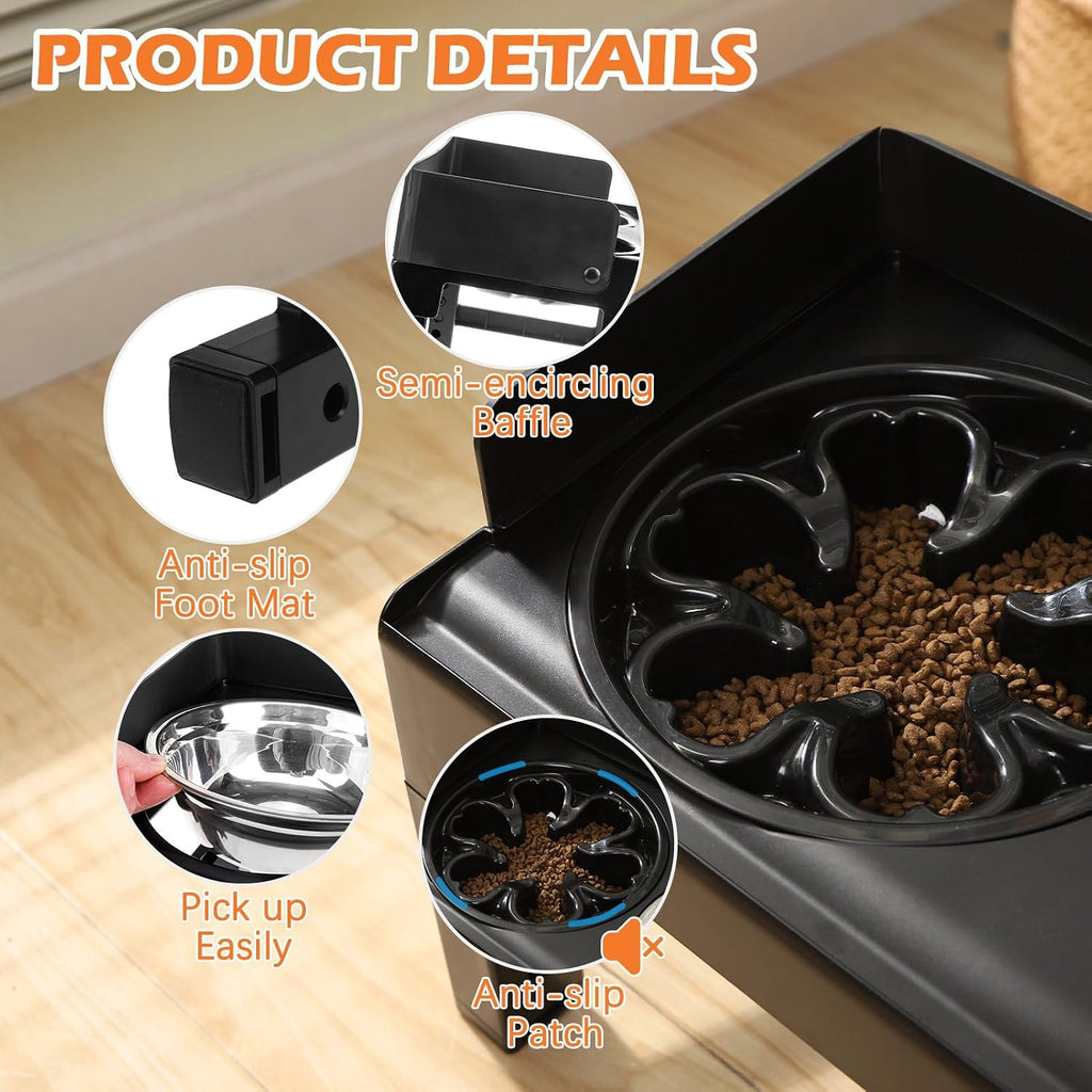 Elevated dog bowl stand 6-height adjustable – in use