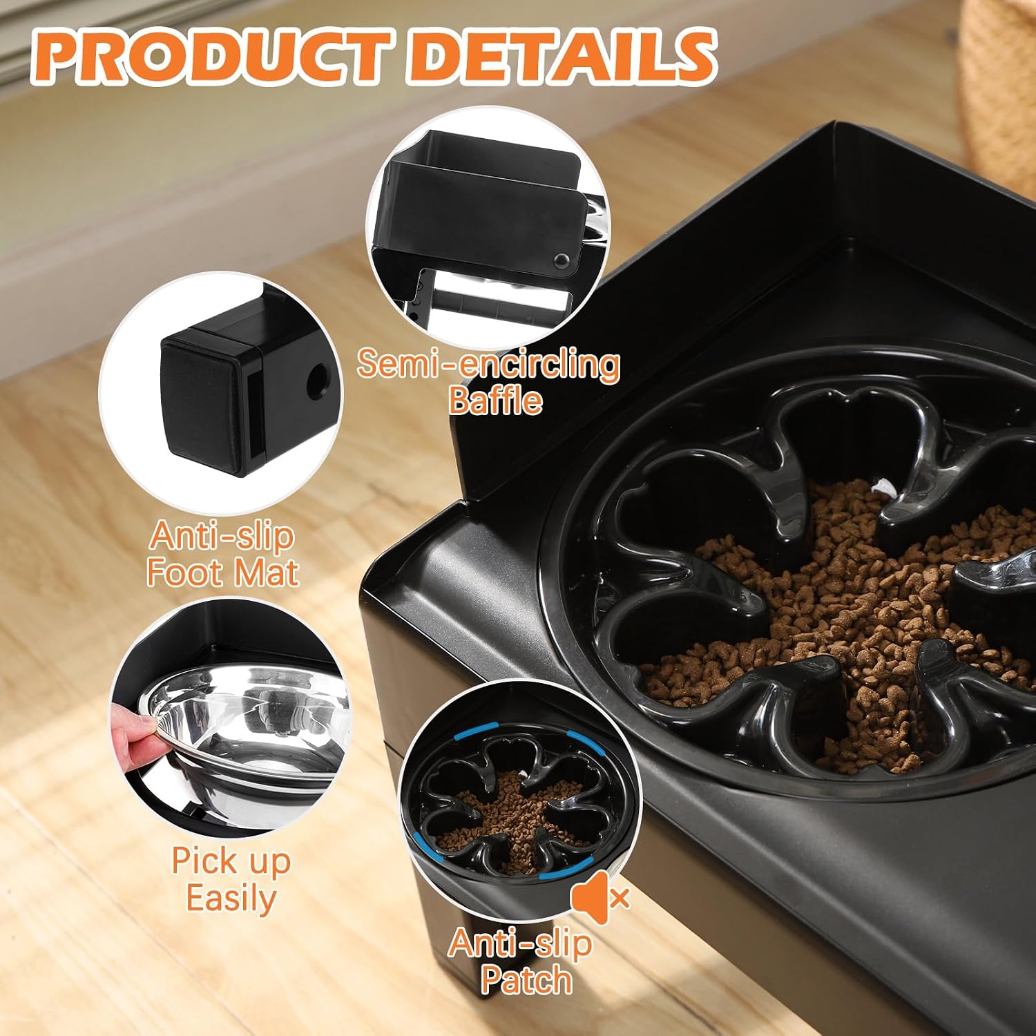 Elevated dog bowl stand 6-height adjustable – in use