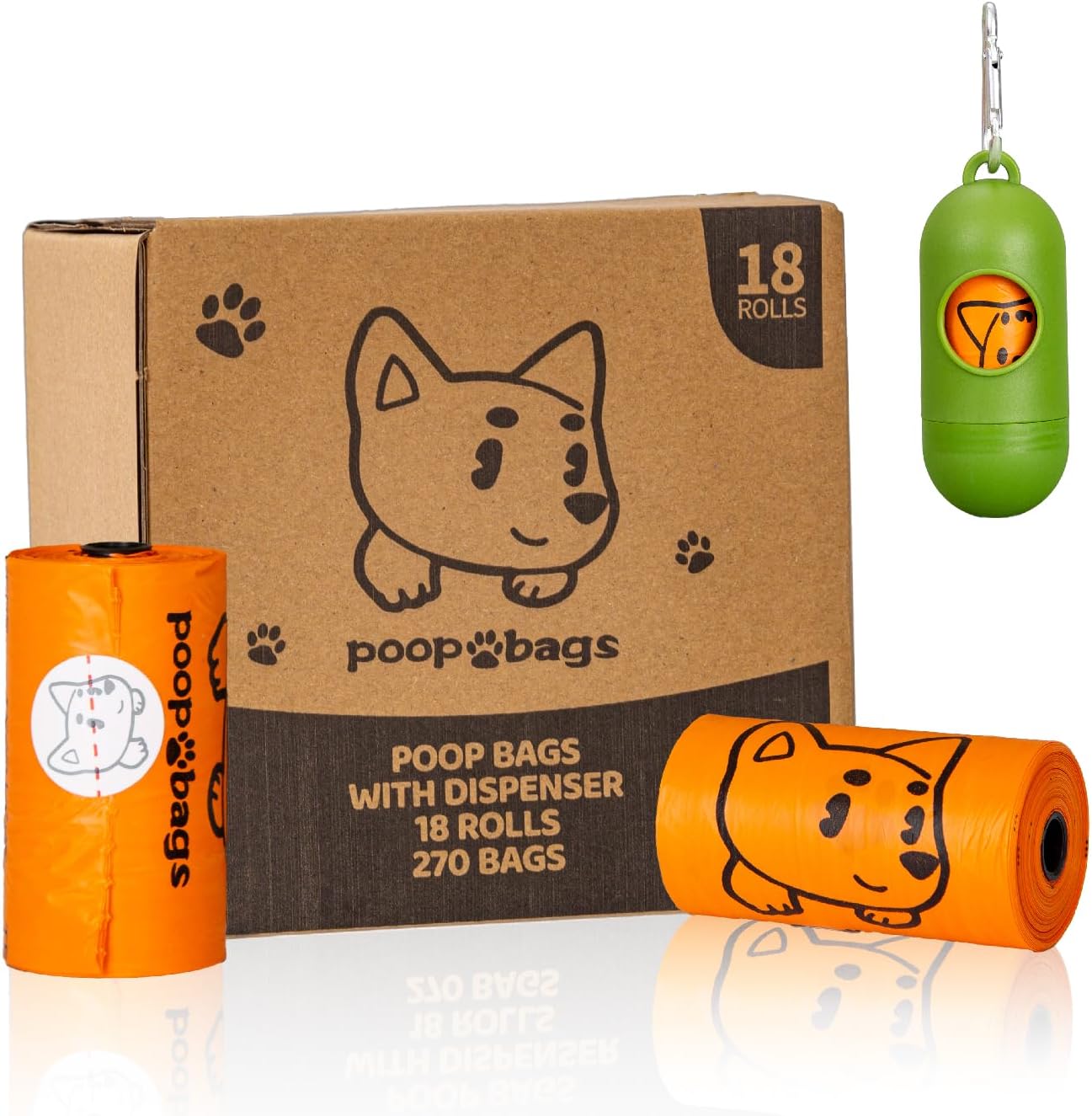 Biodegradable dog poop bags with dispenser - main view