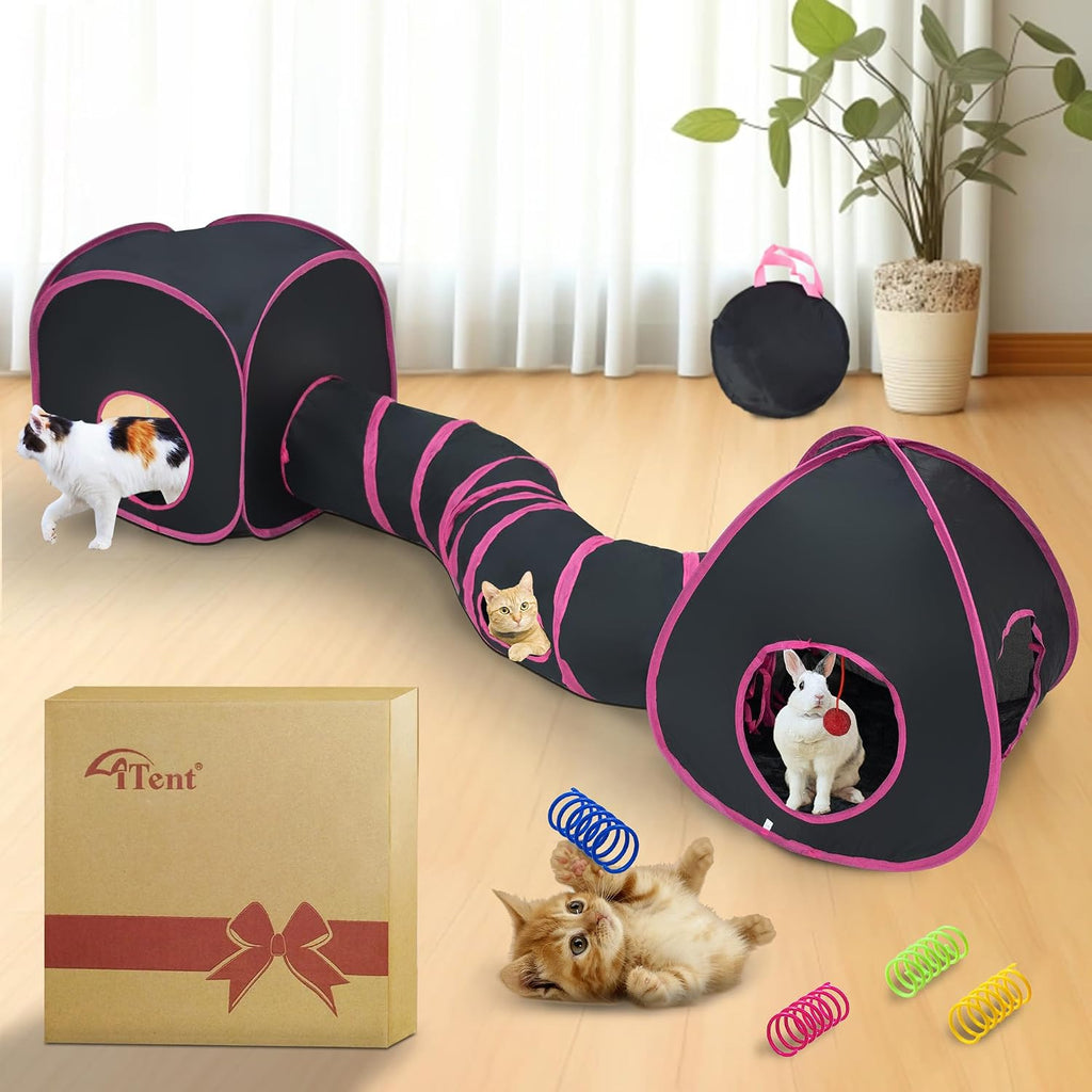 3-piece pop-up cat tunnel and cube tent set - main view