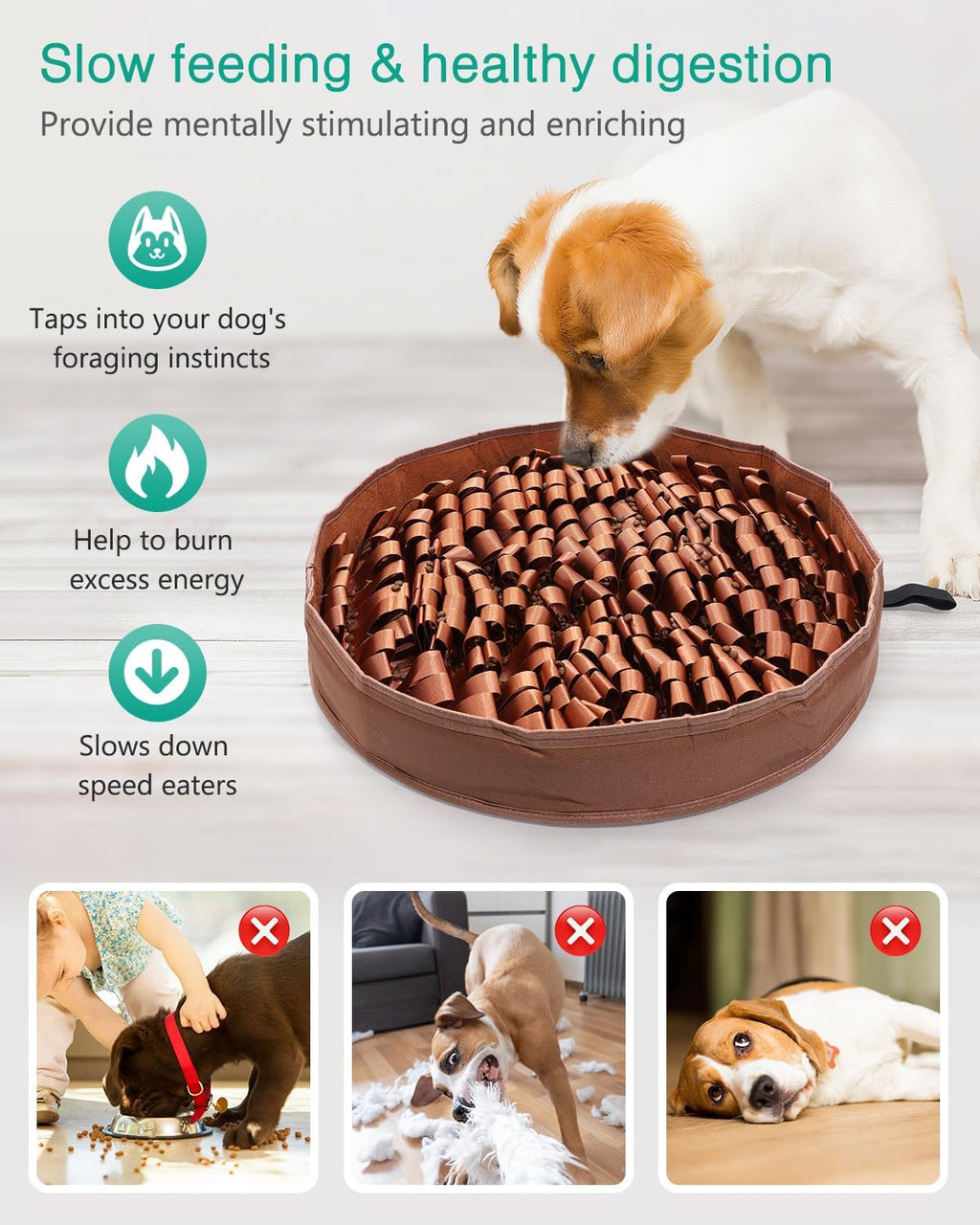Snuffle mat for dogs 20x20 – side angle