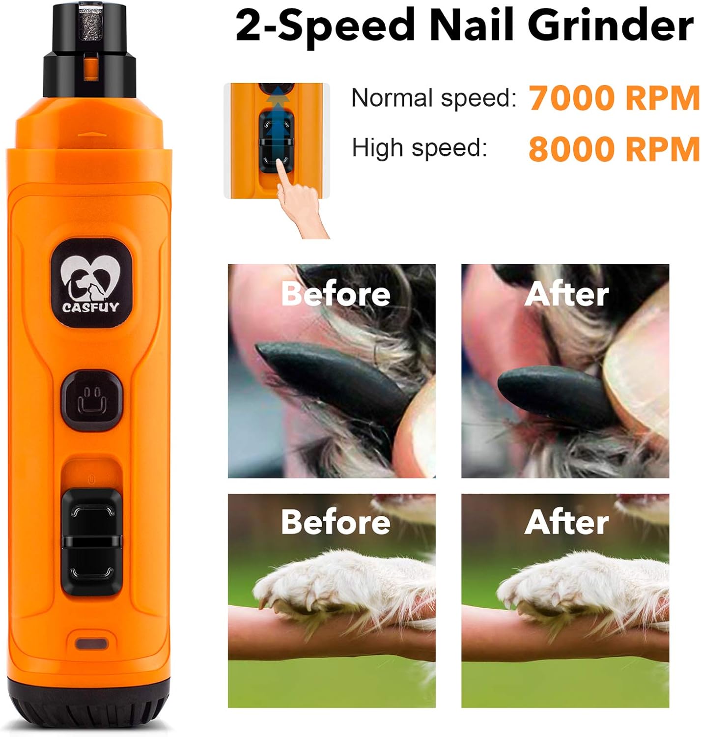 Dog nail grinder with LED lights – detail