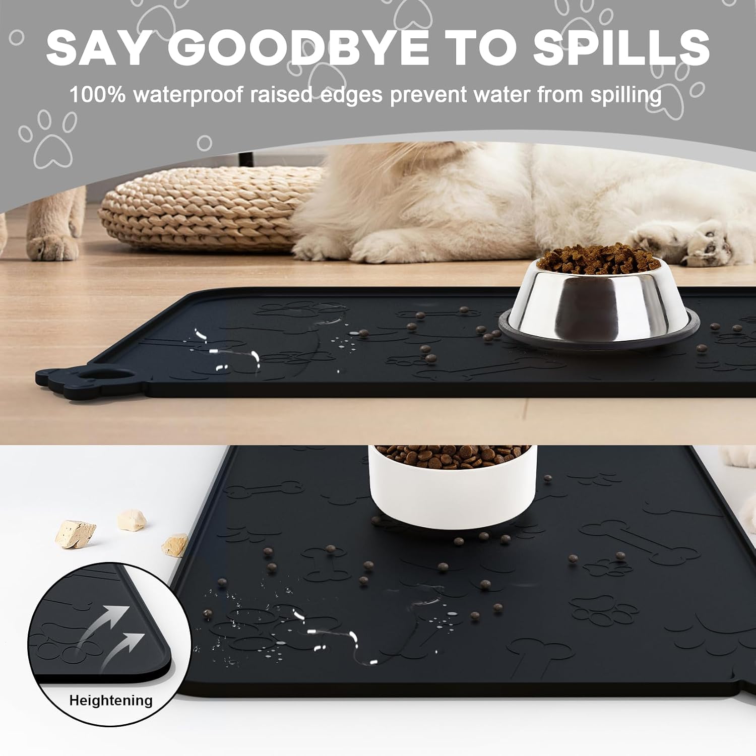 Silicone waterproof pet feeding mat 22x14 – in use