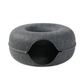 Felt Convertible Cat Tunnel Bed - Zips Apart into 2 Cat Caves, 24 x 11 in