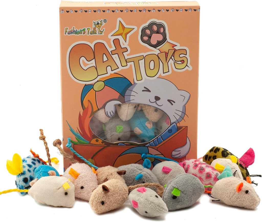 Plush catnip mice 32-piece variety pack – size reference