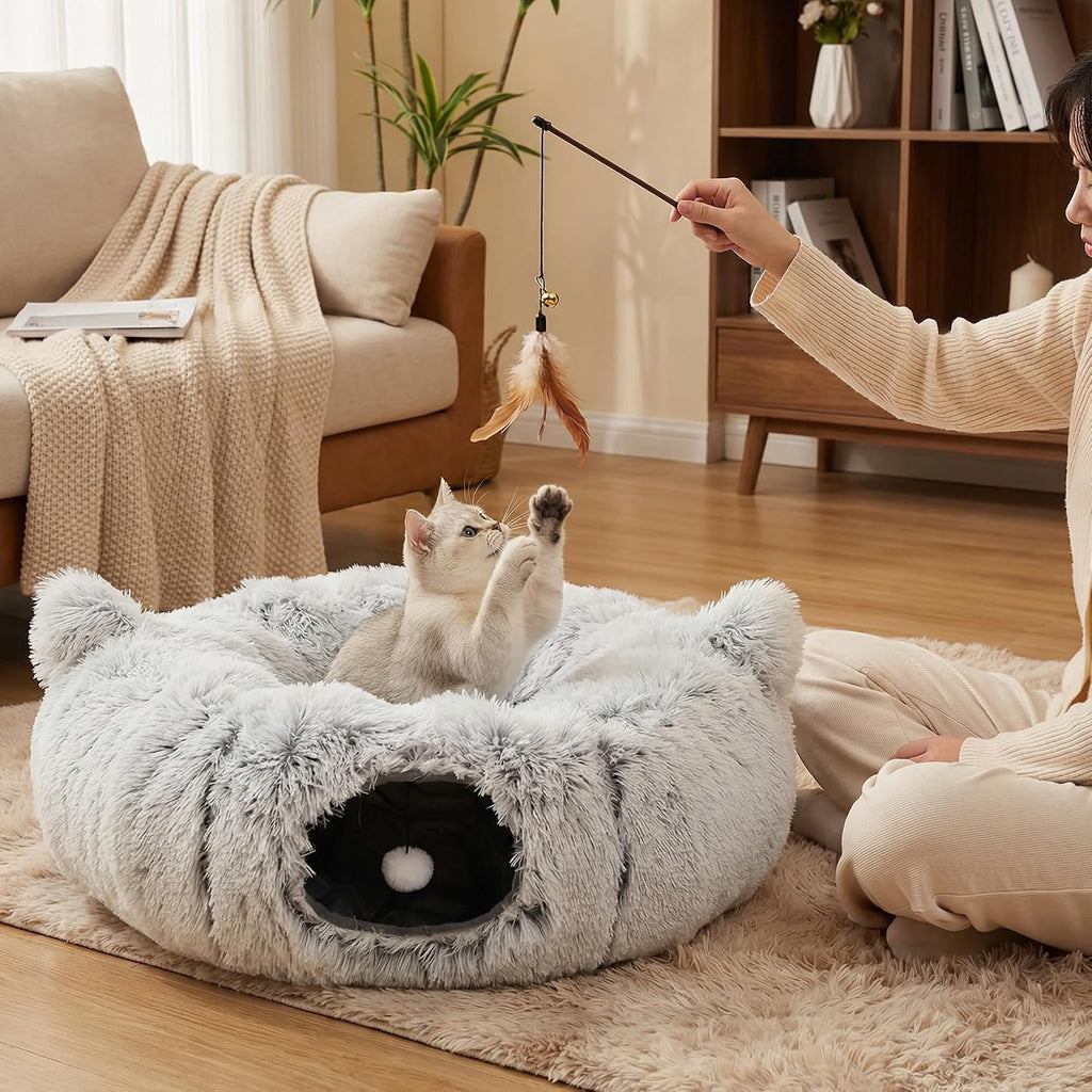 Cat tunnel bed - cat inside