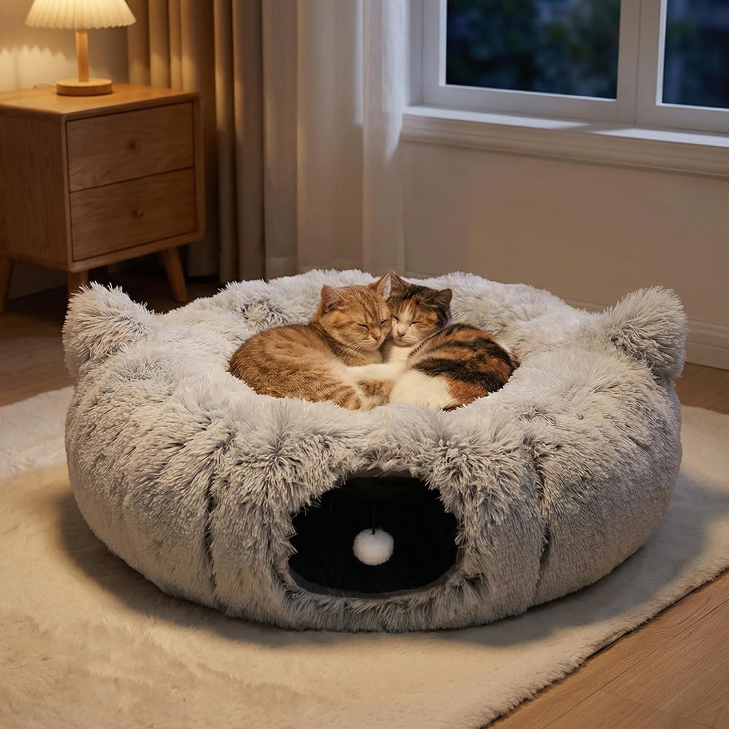 Cat tunnel bed - hideaway cave detail