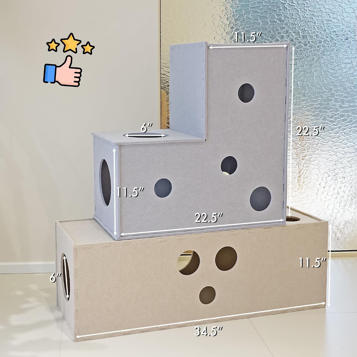 Felt cat tunnel cube L-shape hideaway