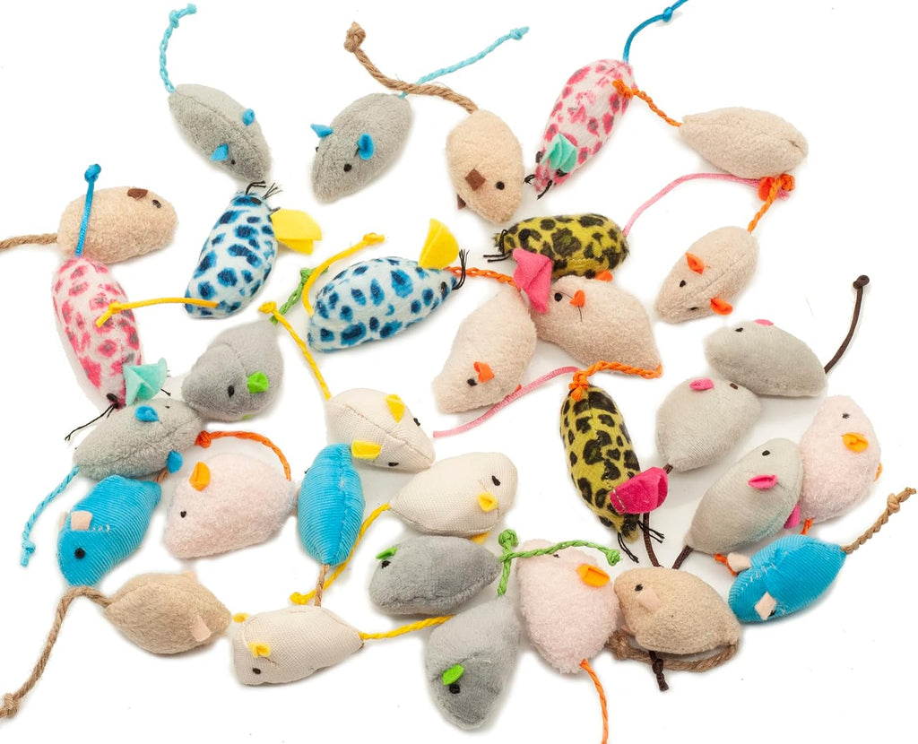 Plush catnip mice 32-piece variety pack – side angle