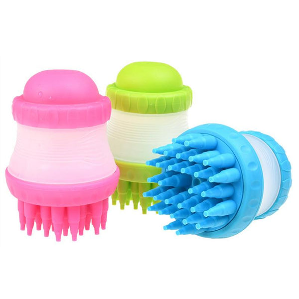 Shampoo-Dispensing Pet Bath Brush — Soft Silicone Massage Scrubber