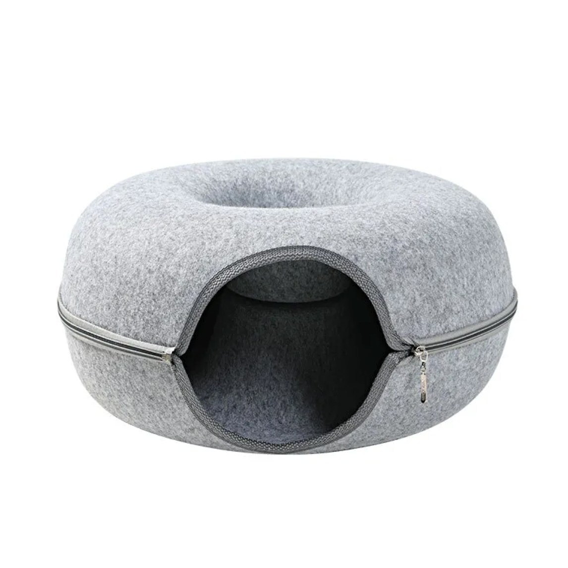 Felt Convertible Cat Tunnel Bed - Zips Apart into 2 Cat Caves, 24 x 11 in