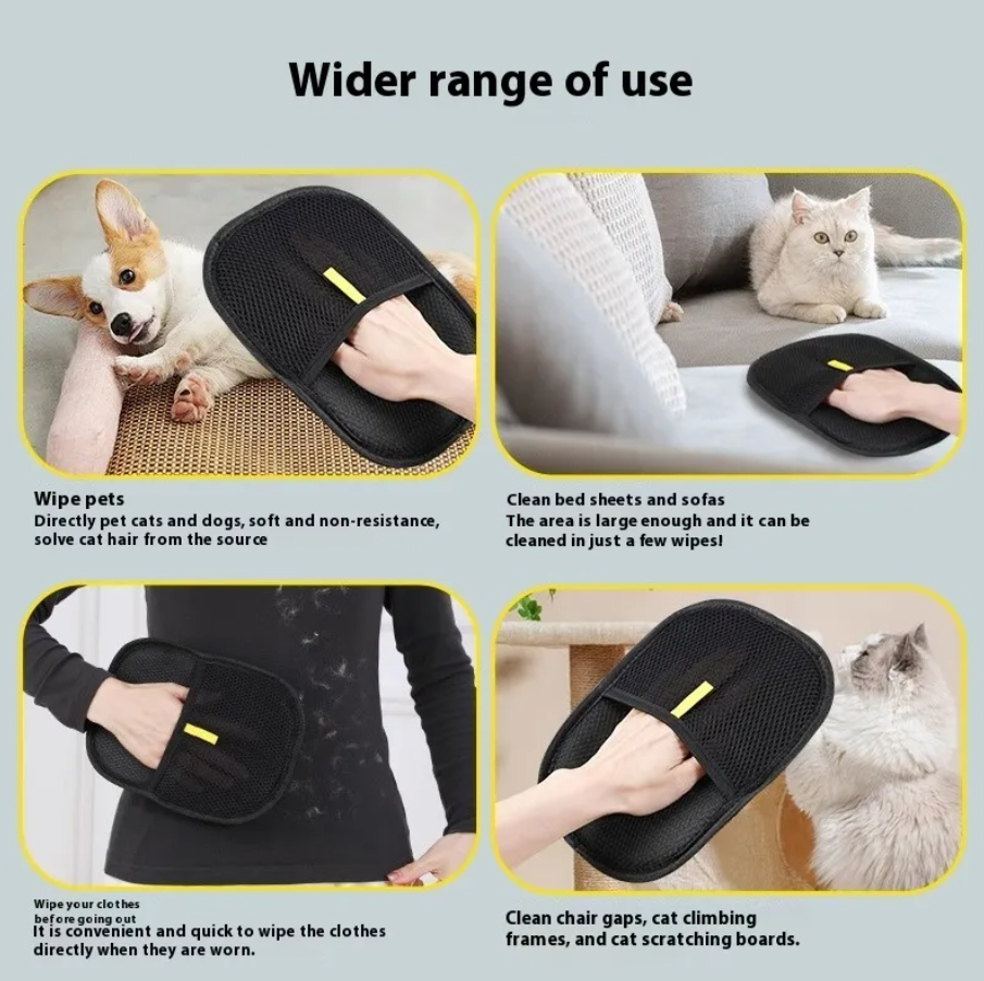 Dual-Sided Pet Hair Remover Glove for Dogs & Cats