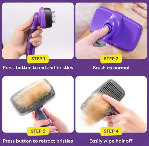 Self-Cleaning Deshedding Comb for Dogs & Cats — One-Click Fur Release