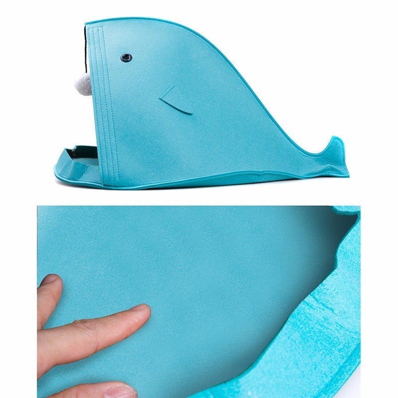 Shark Cat Cave Bed — Felt Tent Hideaway with Dangling Toy, 16 x 16 x 20 in