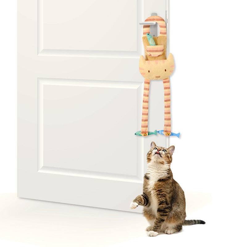 Door-Hanging Cat Teaser — Single Spring Toy for Door Handles