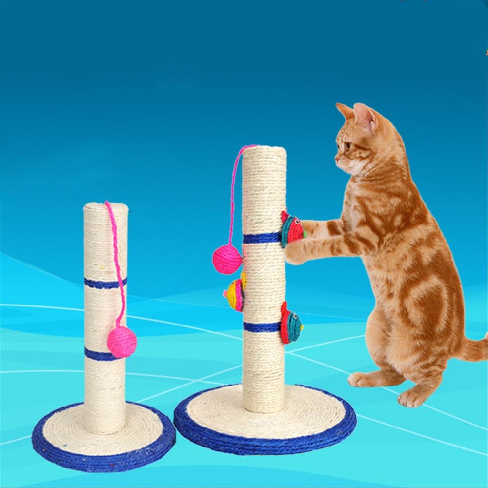Sisal Cat Scratching Post with Round Base & Dangling Ball — 2 Sizes