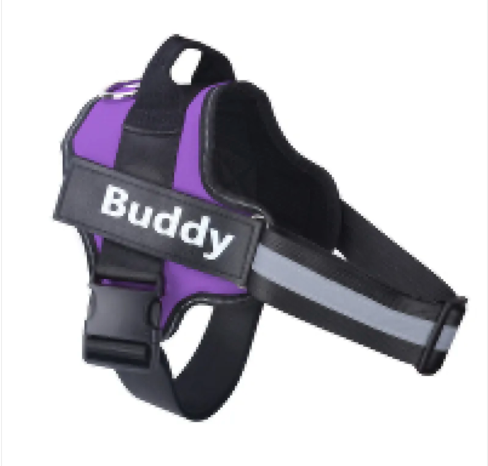 No-pull reflective dog harness vest with a sturdy nylon handle on the back