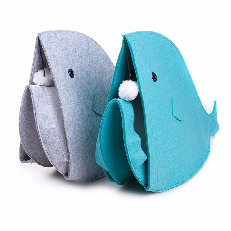 Shark Cat Cave Bed — Felt Tent Hideaway with Dangling Toy, 16 x 16 x 20 in