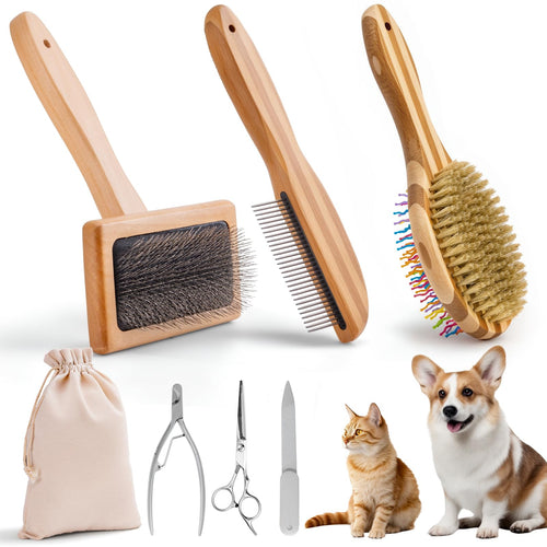 7-piece dog grooming kit with deshedding brush and nail clipper