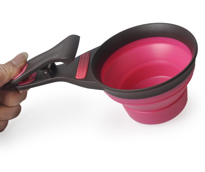 Collapsible Travel Dog Bowl — 16 oz Silicone Scoop, Bowl & Measuring Cup