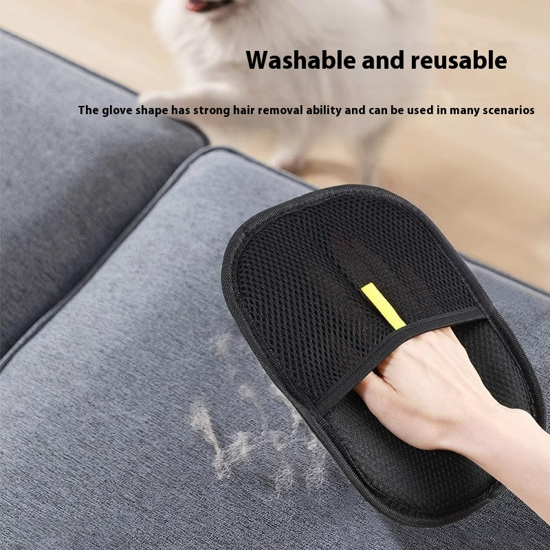 Washable and reusable glove cleaning a sofa