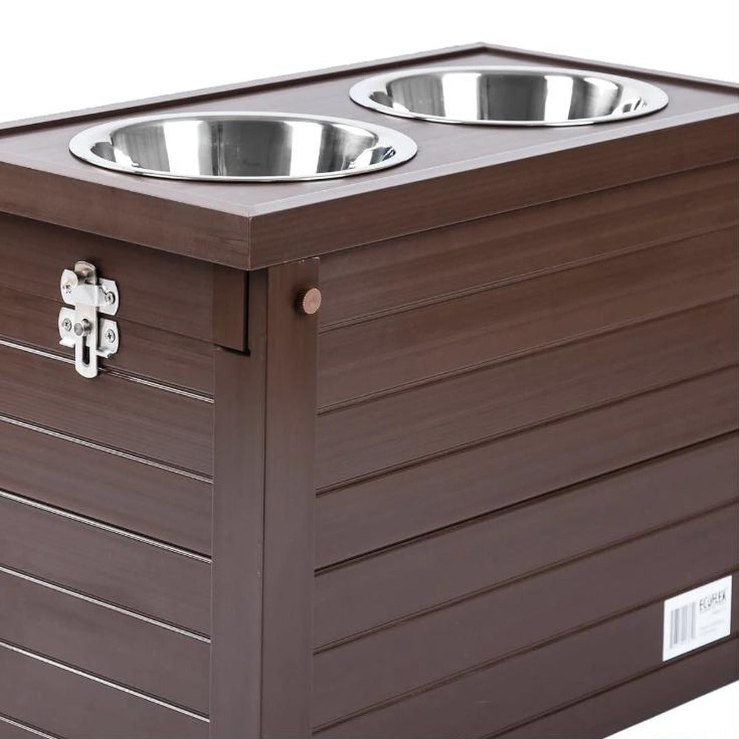 Elevated Dog Feeder with 2 Stainless Steel Bowls & Storage