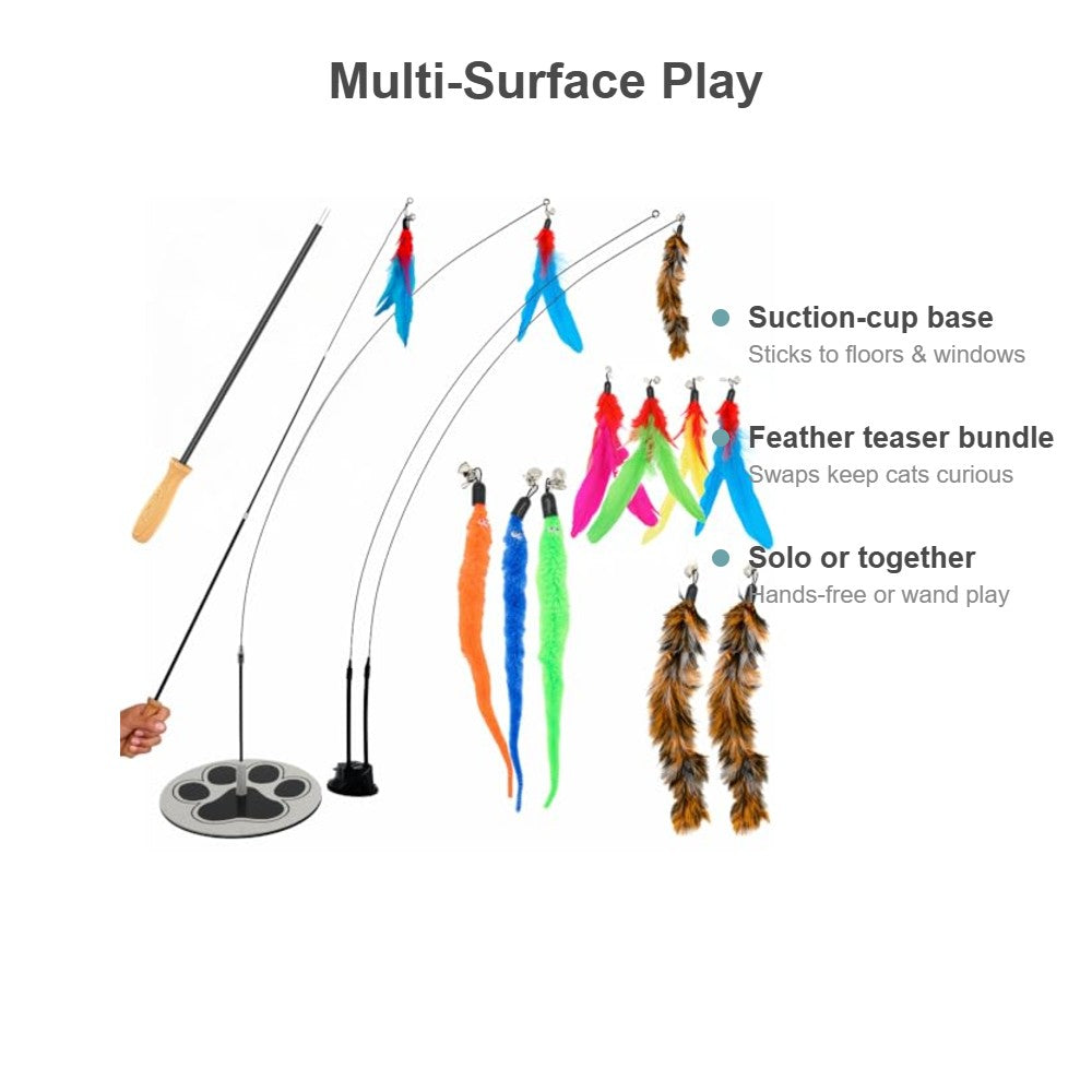 Multi-surface play: suction base sticks to floors and windows